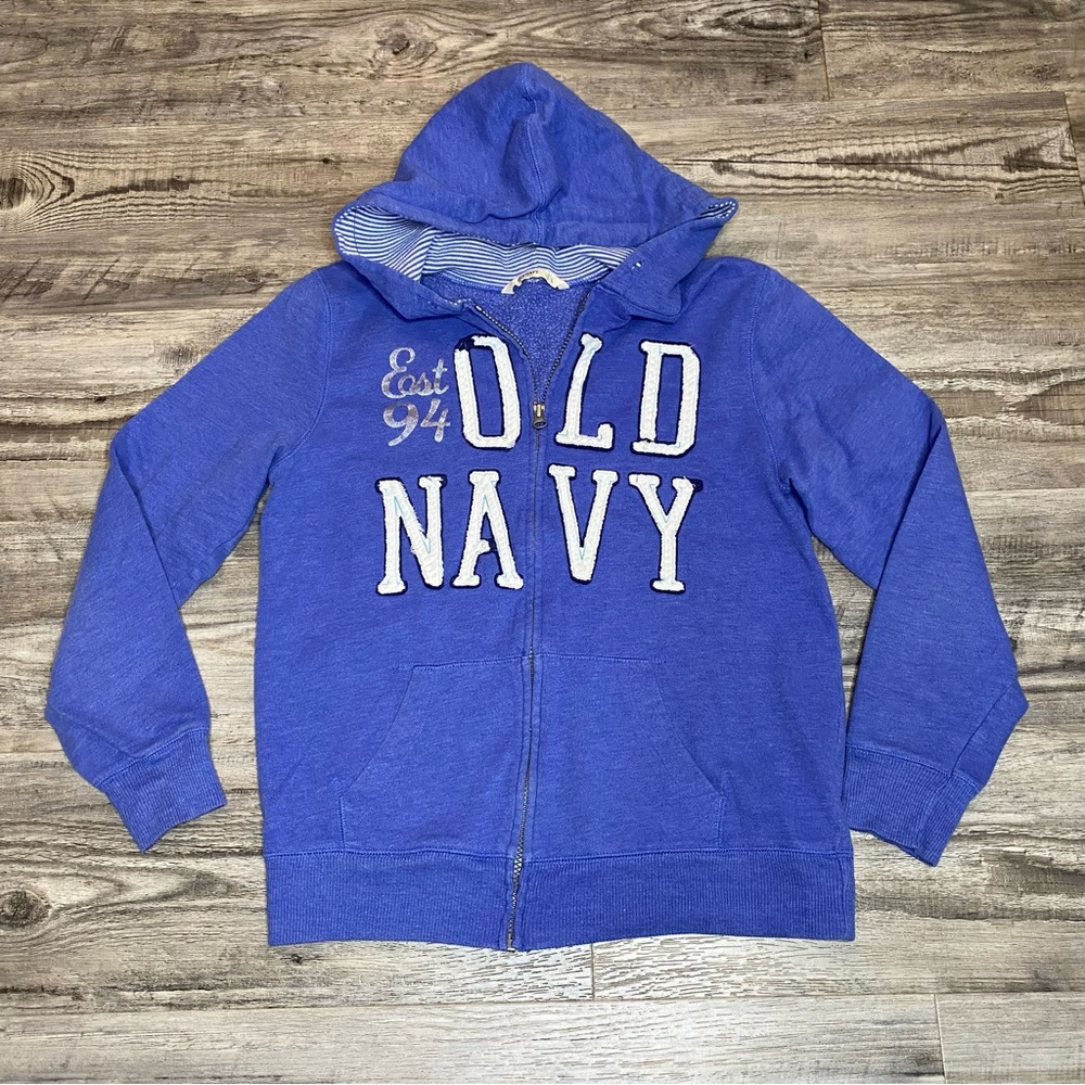 Old Navy Est.94 Blue Women’s Size L Zip-Up Hoodie Sweatshirt - Great Condition